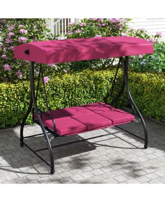 Converting Patio Swing Chair Porch Swing Bed with Adjustable Canopy & Thickened Cushion