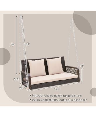 Wicker Outdoor Porch Swing 800 LBS Capacity Outdoor Swing Bench w/ Hanging Chains