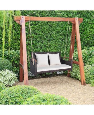 2-seater hanging swing porch swing PE wicker swing outdoor hanging swing garden poolside