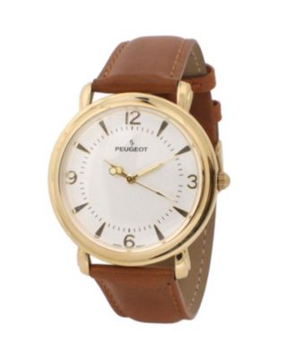 Men 38mm Gold Retro Design Calf Skin Leather Strap watch