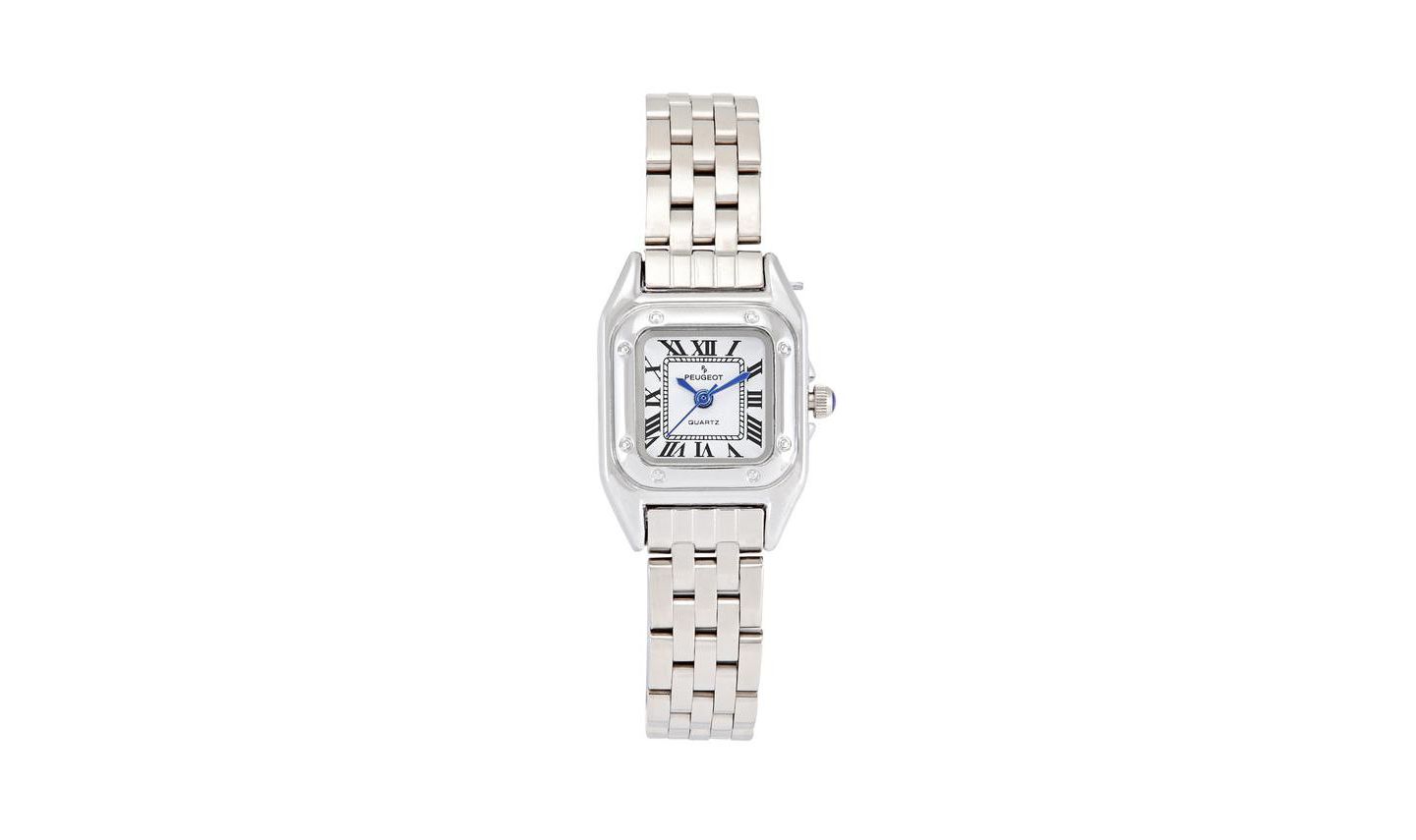 Женские часы Peugeot 20x22mm Silver-Tone Panther Link Bracelet Watch — фото 1