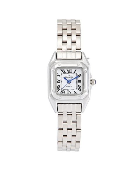 Женские часы Peugeot 20x22mm Silver-Tone Panther Link Bracelet Watch