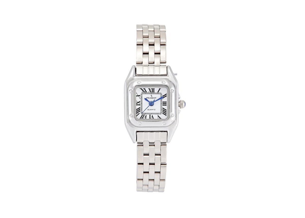 Womens 20x22mm Silver-Tone Panther Link Bracelet Watch