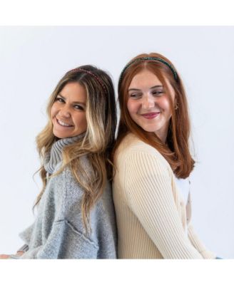 Thin Beaded Headband Set - Red + Green