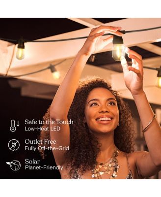 Ambience Pro Heavy Duty Solar-Powered LED Outdoor String Lights with 15 Hooks, 1W, Soft White (27 ft.)