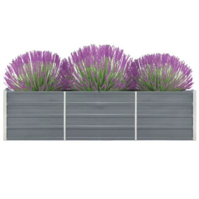 Raised Bed Grey Galvanized steel 94.5 x 15.7 x 17.7 in Durable