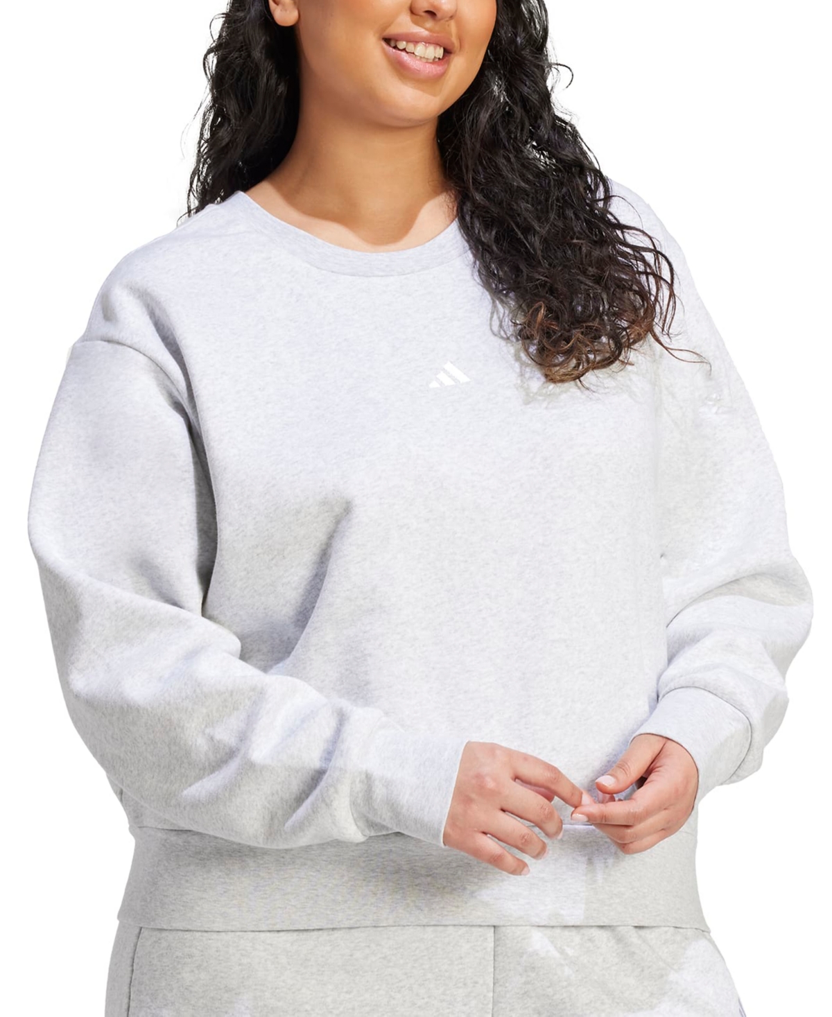 Adidas Originals Plus Size Essentials Small-logo Fleece Sweatshirt In Gray