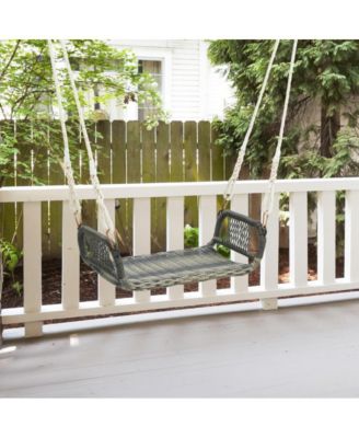 Wicker Porch Swing Seat with Cozy Armrests