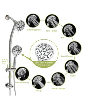 Multi Function Dual Shower Head - with Handheld Shower, 4.7&amp;quot; Rain Showerhead, 8-Function Hand Shower, Adjustable Slide Bar