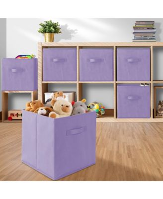 Set of 6 Collapsible Fabric Storage Cube Bins, Orange - 13" Foldable Cloth Baskets for Shelves and Cubby Organizers