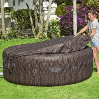 SaluSpa St Moritz AirJet Inflatable Hot Tub w/ 180 Soothing Jets, Brown