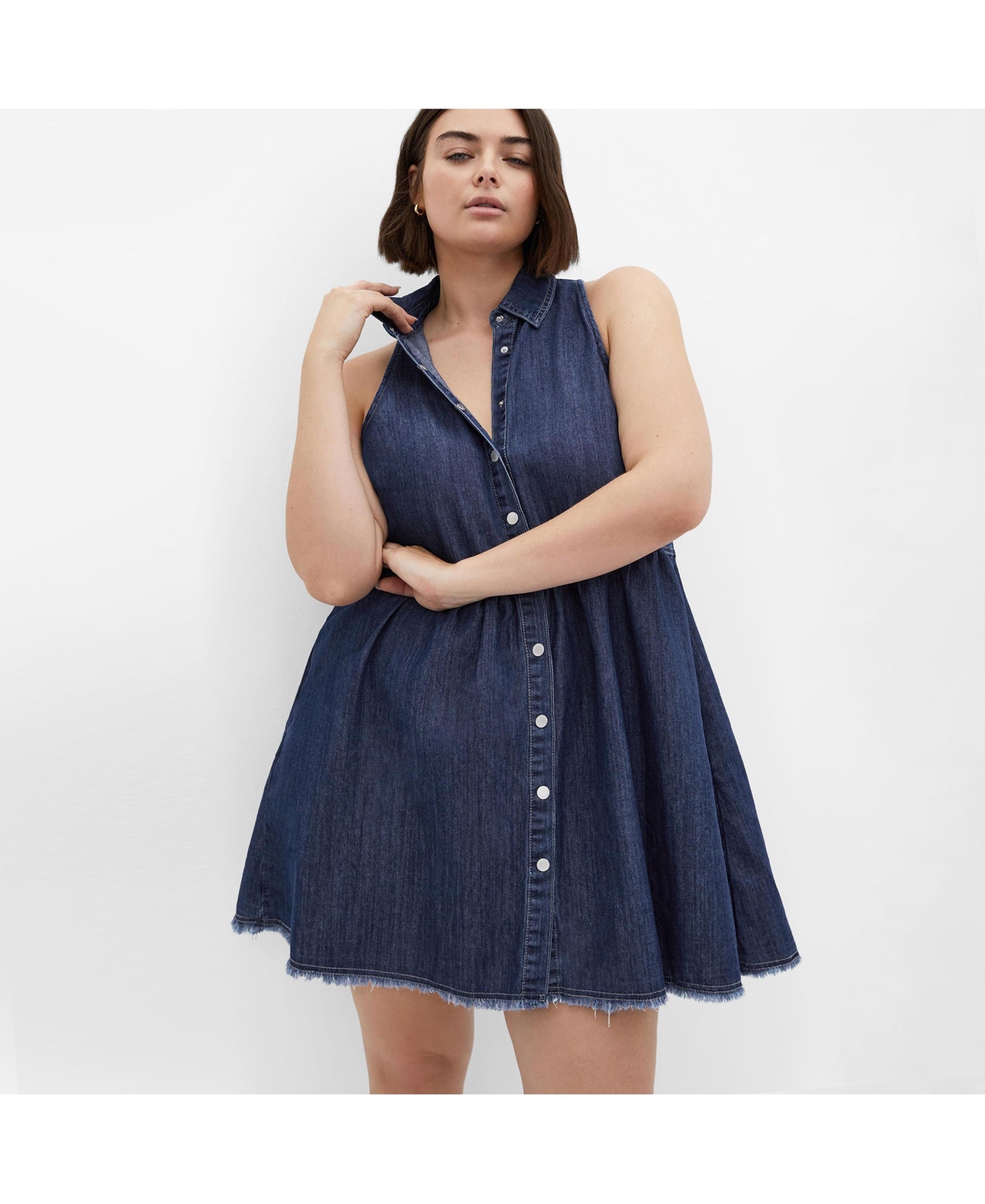 Plus Size Dulce Sleeveless Dress - Mid denim
