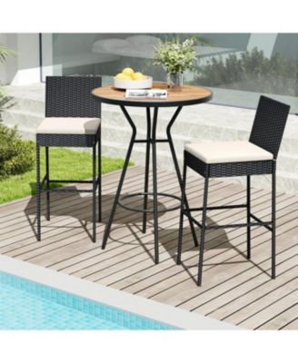 Patio Barstools Set of 2 with Footrest and Backrest for Backyard