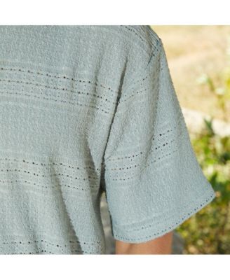 Men's Sage Green Bohomian Oversized Polo T-Shirt