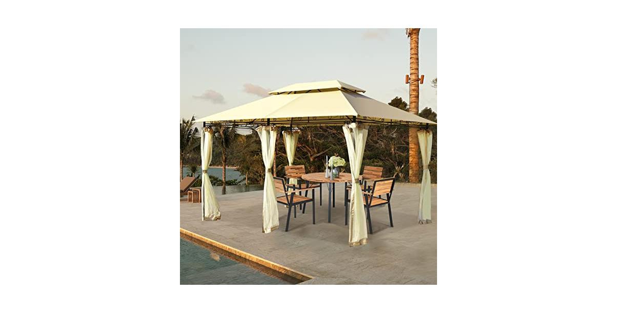 10 Feet x 13 Feet Tent Canopy Shelter with Removable Netting Sidewall - White