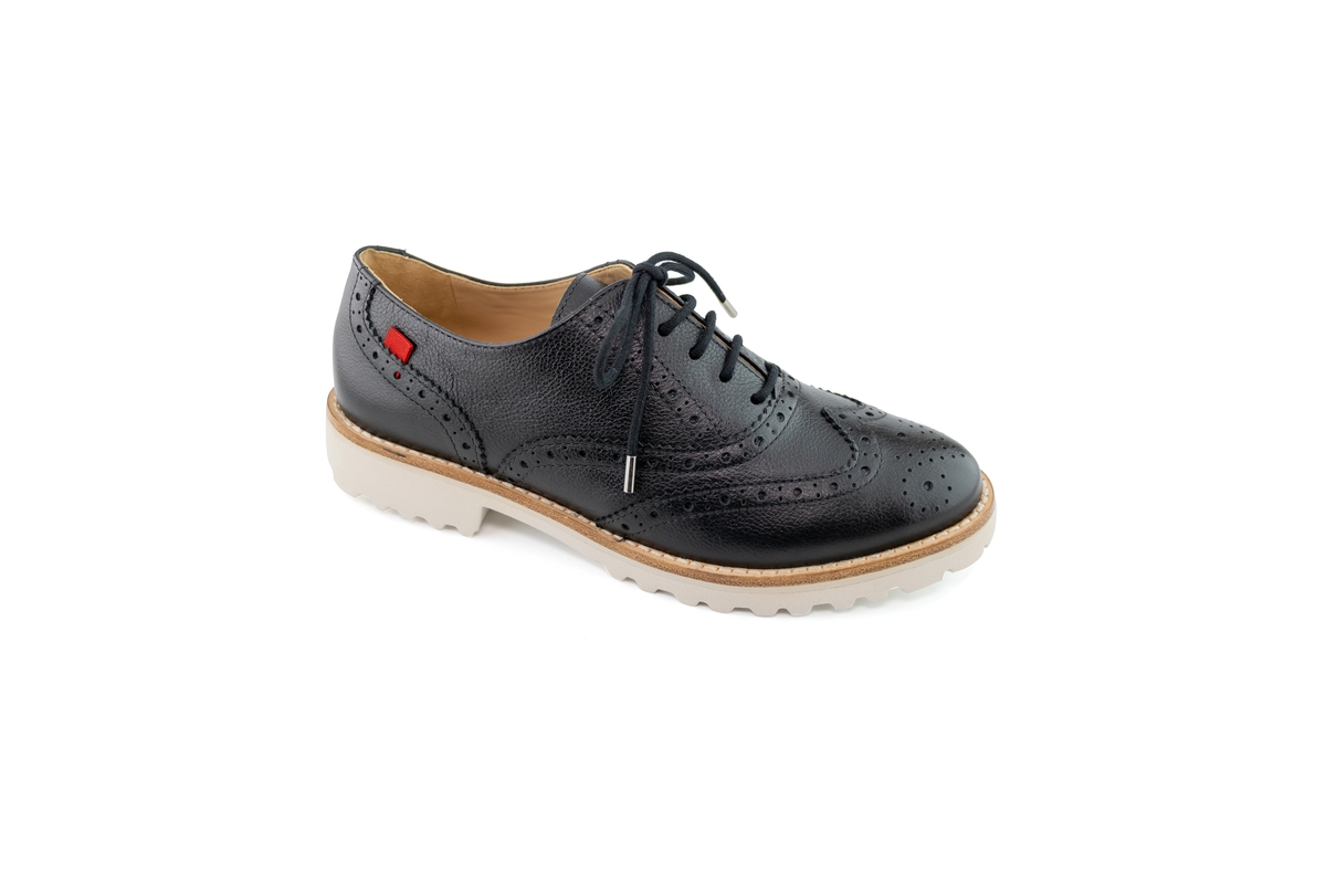 Womens Laceup Wingtip Central Park West Oxford - Black svelte grainy