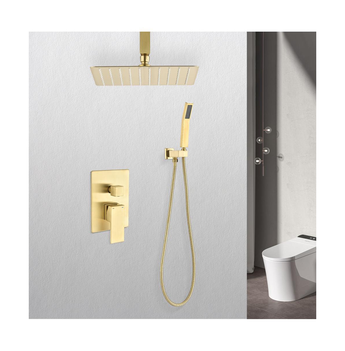 Ceiling Mounted Shower System Combo Set with Handheld and 12"Shower head