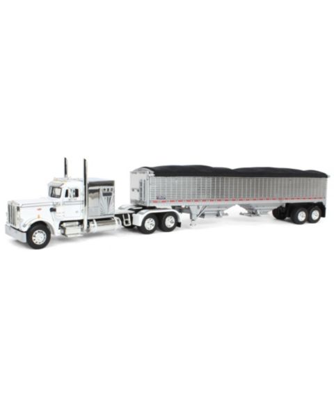 Детская игрушка First Gear 1/64 Scale Peterbilt 359 60-Inch Sleeper Die-Cast Toy Truck with Wilson High Side Grain Trailer