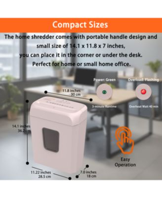 Pink Shredder, Compact for Office, Cross-Cut 6 Sheets, Security Shredding, Shreds Cards & Mail, 3.4-Gallon Bin