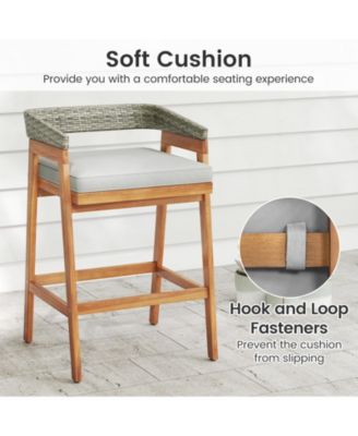 Set of 2 Patio Counter Height Bar Stools with Cushions for Comfortable and Stylish Outdoor Seating