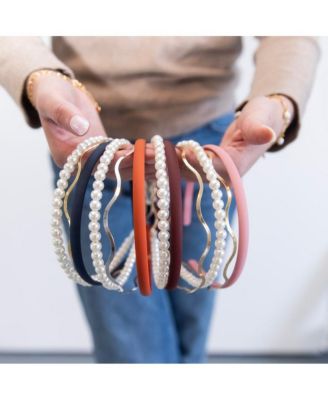 Headband Set - Orange + Pearl + Silver