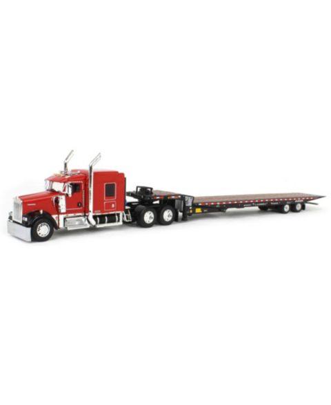 Детские игрушки First Gear 1/64 Scale Kenworth W900L Landoll 440B-50CA Traveling Axle Trailer Die-Cast Semi Truck and Trailer, 2-Piece Set
