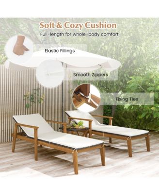 Outdoor Chaise Lounge Chair Set of 2 w/ Armrests & 4-Level Backrest Adjustment