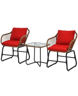 3 Piece Patio Conversation Furniture Set Outdoor Bistro Set With Cushions