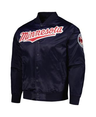 Men's Navy Minnesota Twins Wordmark Satin Full-Snap Jacket