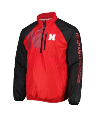 Men's Scarlet/Black Nebraska Huskers Point Guard Raglan Half-Zip Jacket