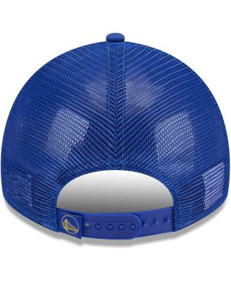 Men's Royal Golden State Warriors Rough Edge Logo Trucker 9TWENTY Adjustable Hat