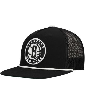 Men's Black Brooklyn Nets Roper Trucker Snapback Hat