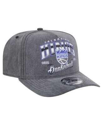Men's Charcoal Sacramento Kings Throwback Washed Pre-Curved 9FIFTY Snapback Hat