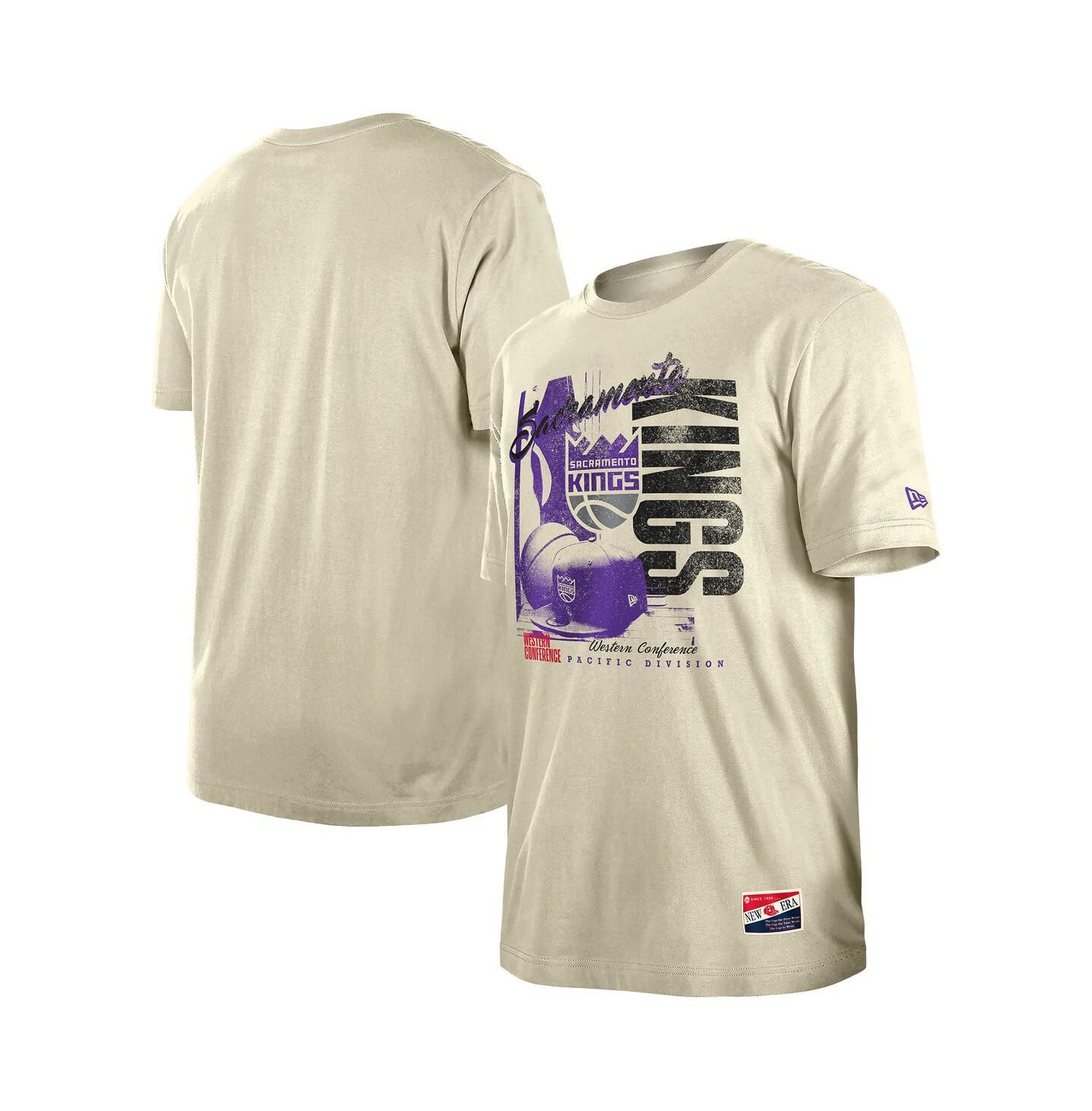 Мужские футболки New Era Cream Sacramento Kings Distressed Throwback Vintage Color Pack — фото 1