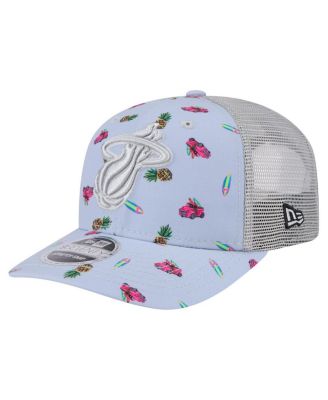 New Era - Men's Light Blue/Gray Miami Heat Adventure Aloha Pattern 9SEVENTY Stretch-Snap Hat