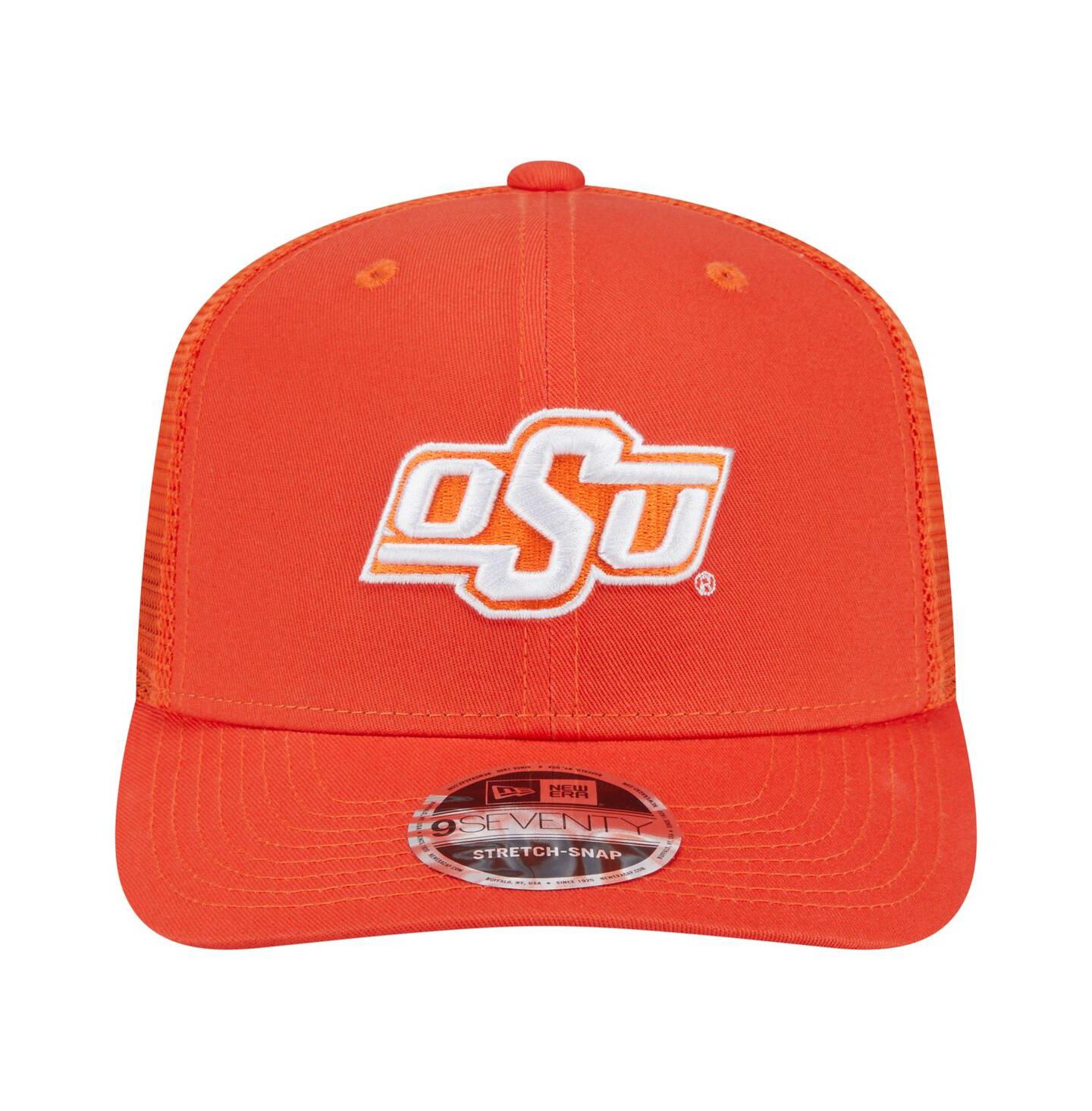 Мужская кепка New Era Orange Oklahoma State Cowboys Primary 9SEVENTY Trucker Stretch-Snap Hat — фото 2