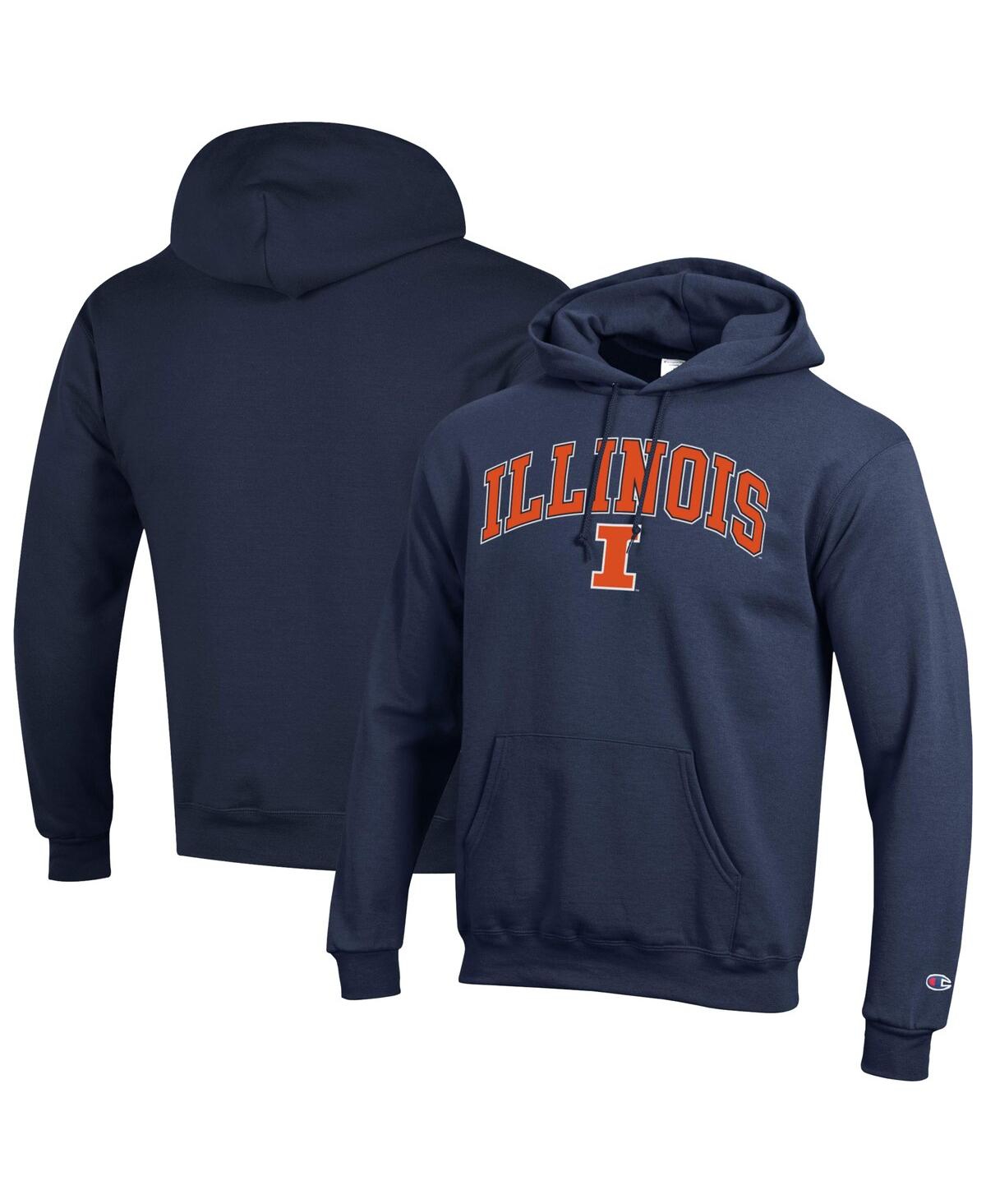 Men's Navy Illinois Fighting Illini Arched Logo Fleece Pullover Hoodie - Navy