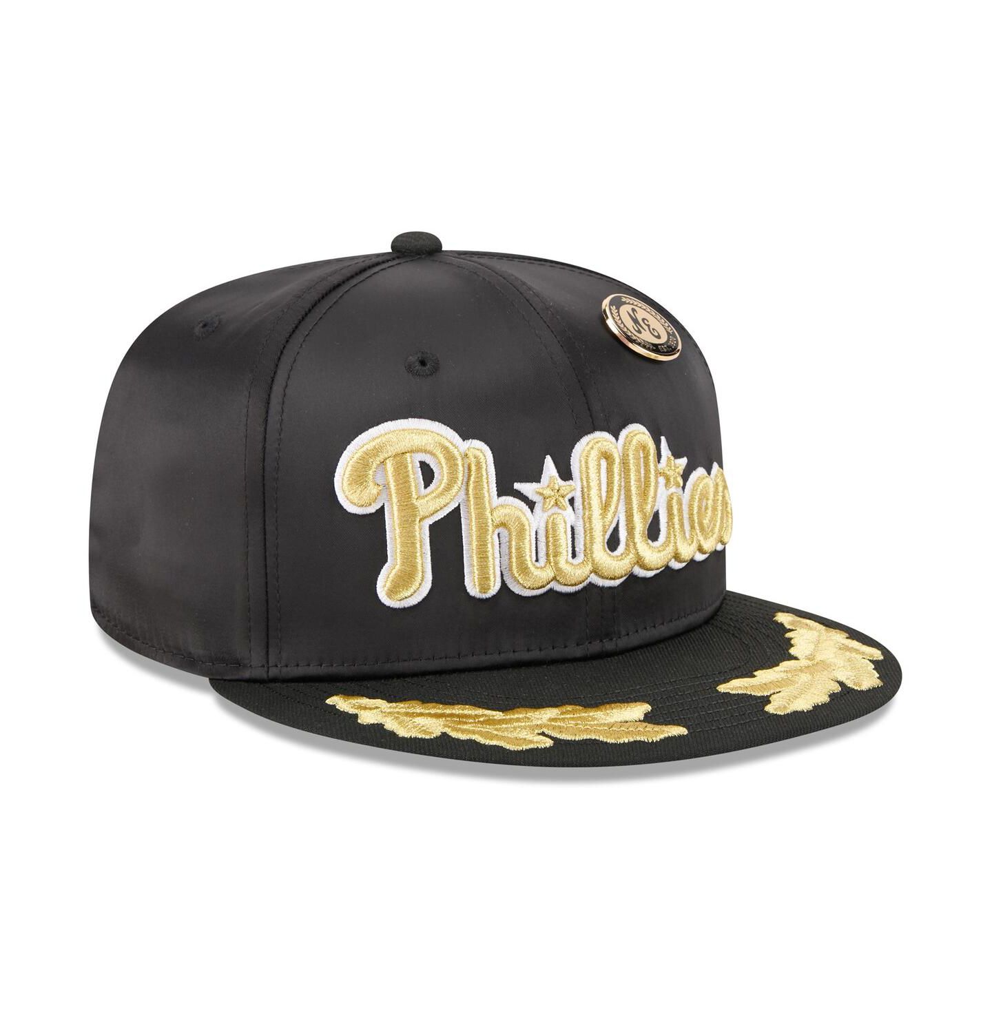 Мужская кепка New Era Black Philadelphia Phillies 2025 59FIFTY Day Gold Leaf 59FIFTY Fitted Hat — фото 3