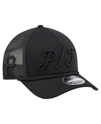 Men's Black Pittsburgh Pirates City Initial 9FORTY A-Frame M-Crown Adjustable Trucker Hat