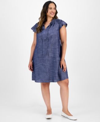 Robbie Bee - Plus Size Denim Shift Dress