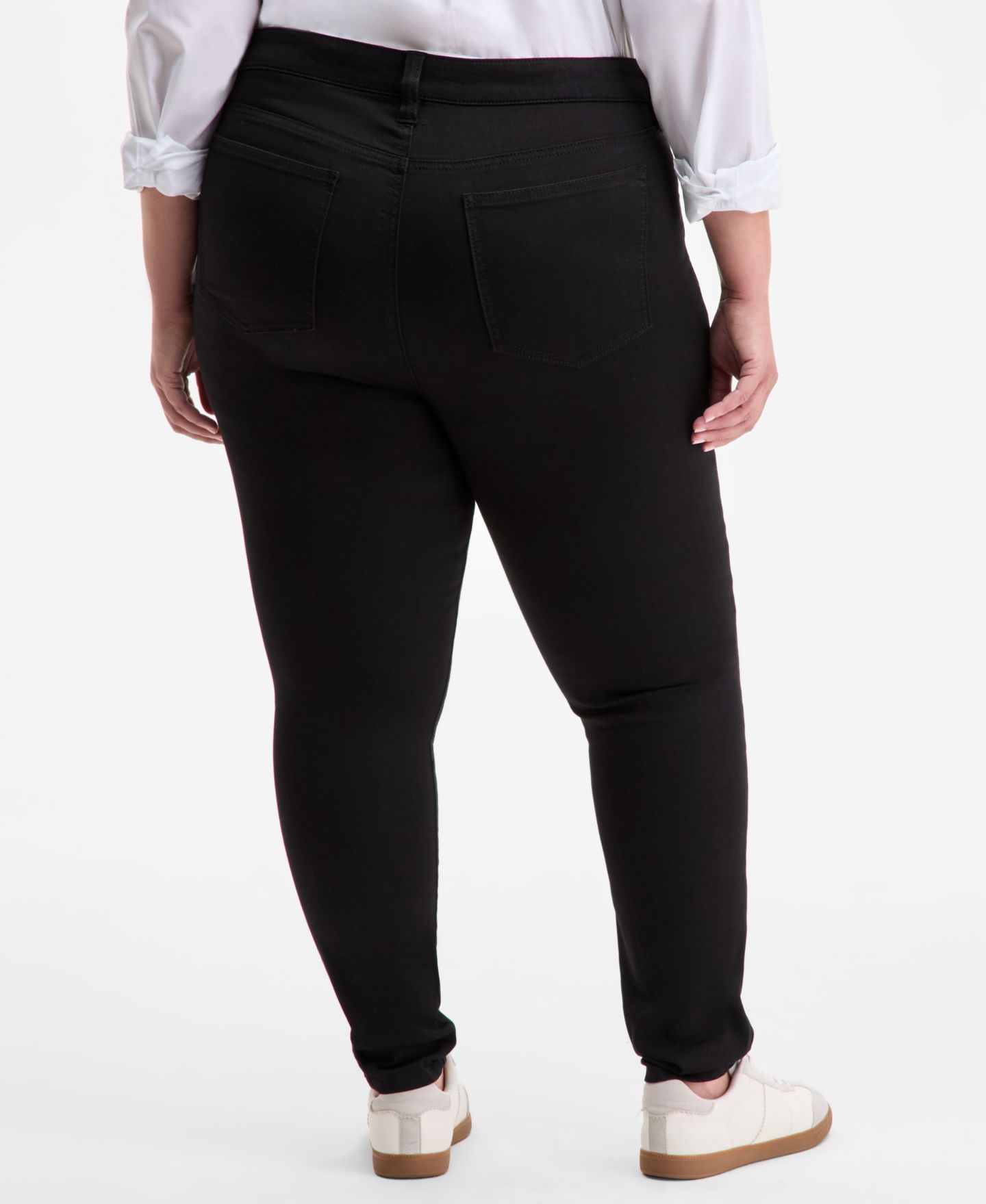 Женские джинсы On 34th Trendy Plus Size Mid-Rise Skinny, цвет: Чёрный — фото 4