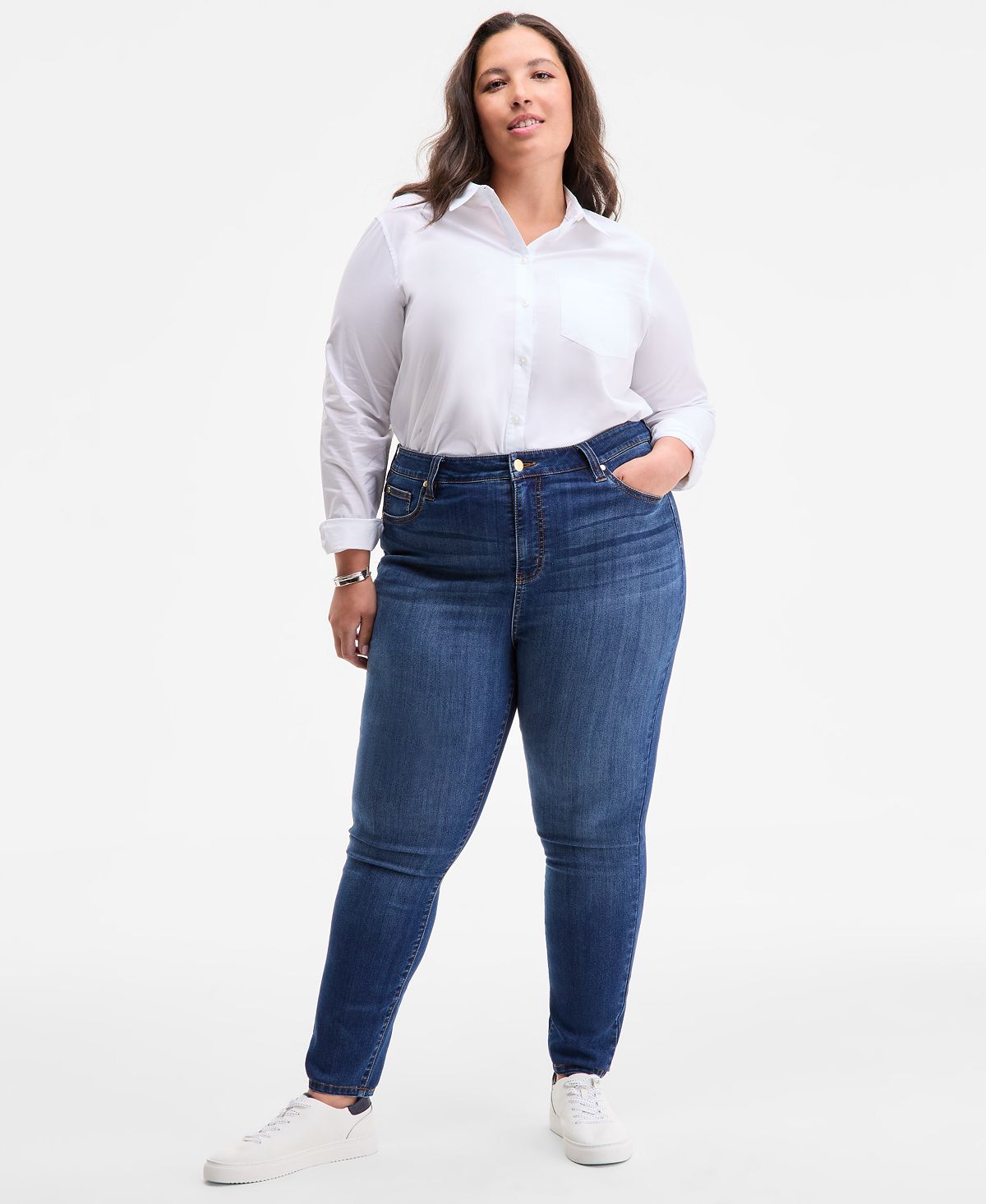 On 34th Trendy Plus Size Mid-Rise Skinny Jeans, Exclusively at Macy's view 1 — MAYCSS fashion products
