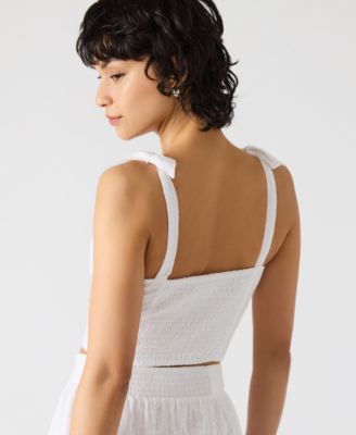 Women's Embroidered Tie-Shoulder Top