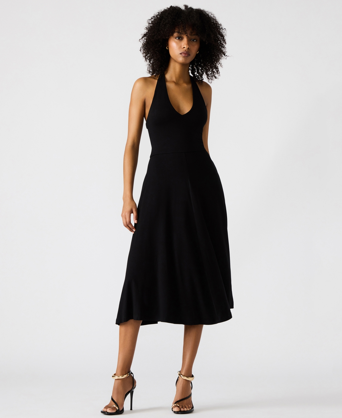 Women's Hazel Halter Midi Dress - Black