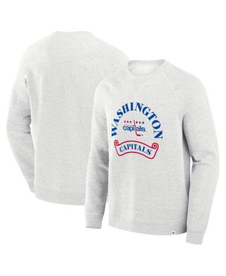 Fanatics - Men's Heather Gray Washington Capitals Banner Fleece Raglan Pullover Sweatshirt