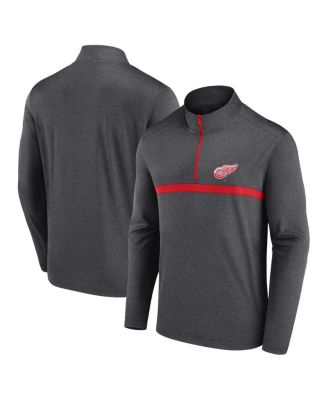 Logo Athletic - Men's Heather Charcoal Detroit Red Wings Head-to-Head Raglan Quarter-Zip Top