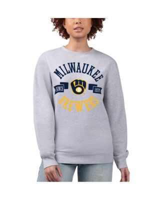G-III 4Her by Carl Banks - Women's&nbsp;Heather Gray Milwaukee Brewers Team Logo Fleece Pullover Sweatshirt
