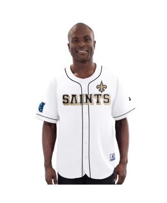 Starter - Men's White New Orleans Saints Relay Full-Button Baseball Jersey