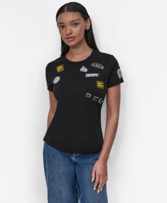 DKNY - Women's Pins And Patches Crewneck T-Shirt