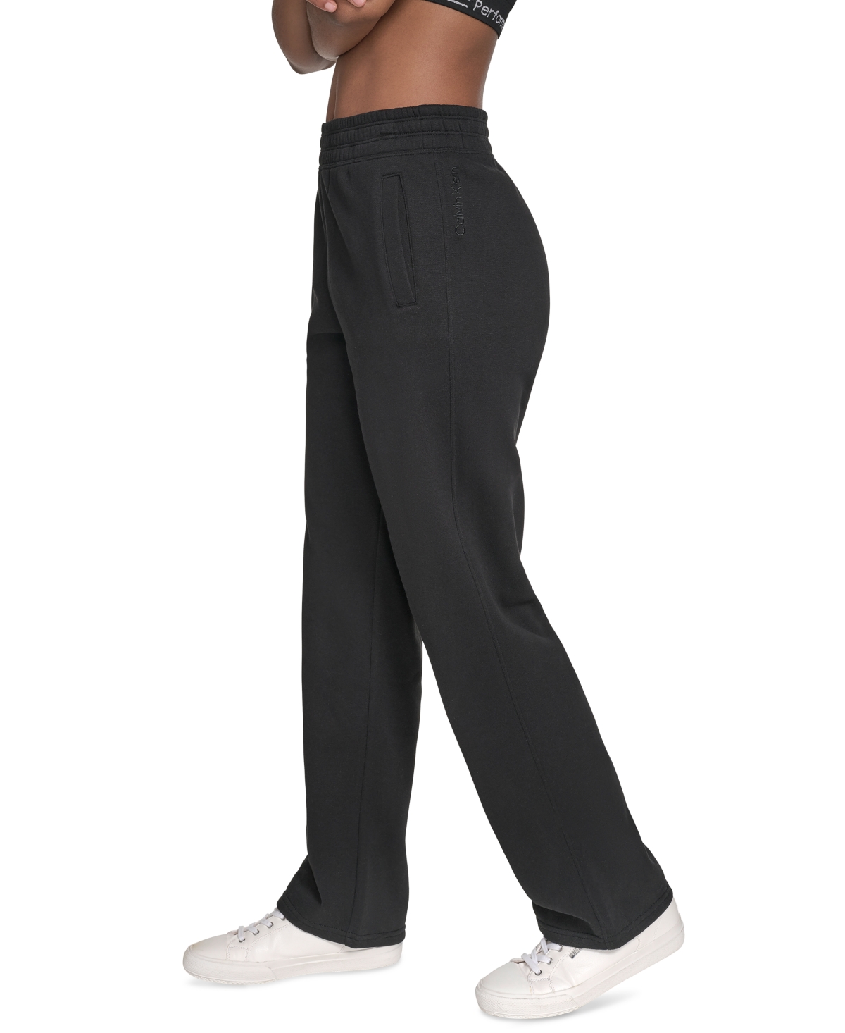 Calvin Klein Performance Women's High-waist Straight-leg Sweatpants In Black